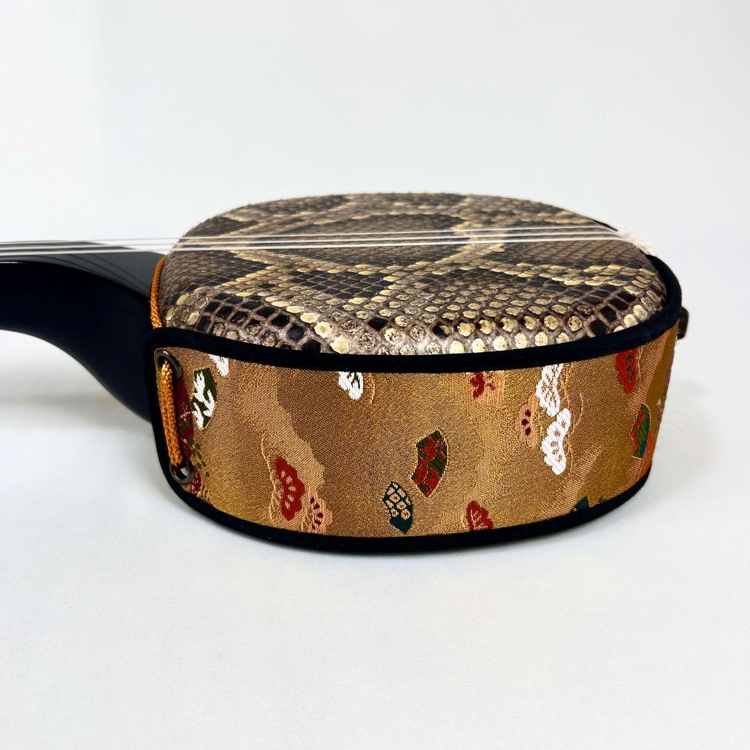 【美品】沖縄 三線 本革 蛇革 ハードケース付 付属品多数 初心者入門