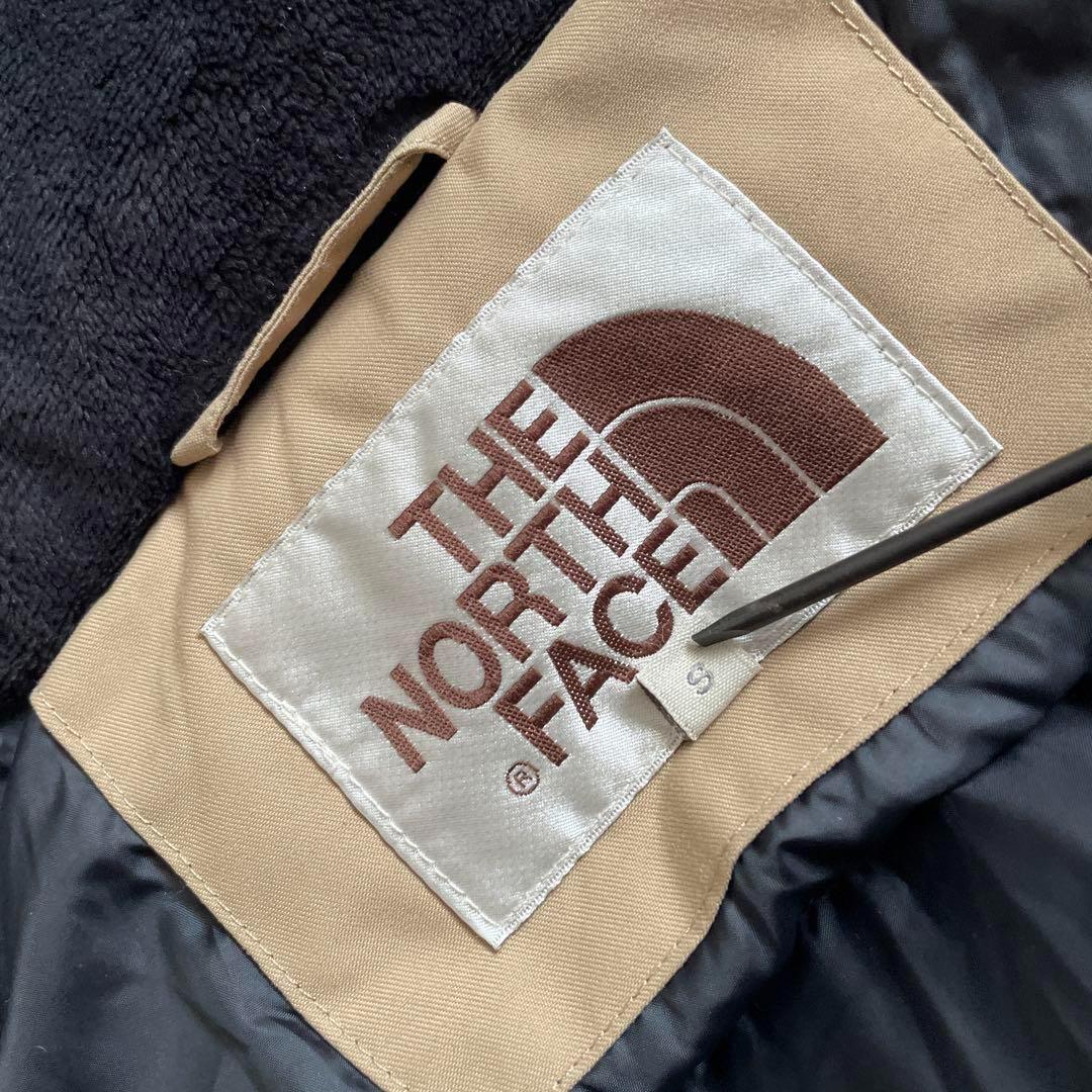 Sノースフェイスマットブラックベージュミドル丈ダウンジャケットコートパーカ
