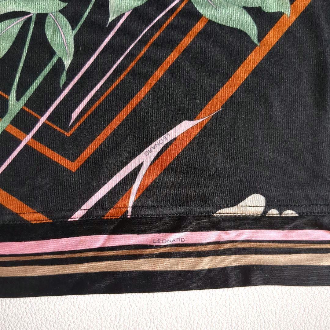 レオナール 長袖カットソー シルク100% 花柄 総柄 Vネック レイヤード