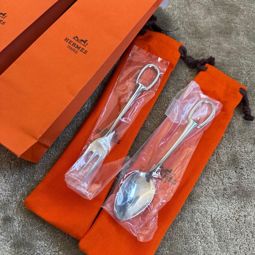 新品　食器　HERMES エルメス　アトラージュフォーク＆スプーンカトラリー2点