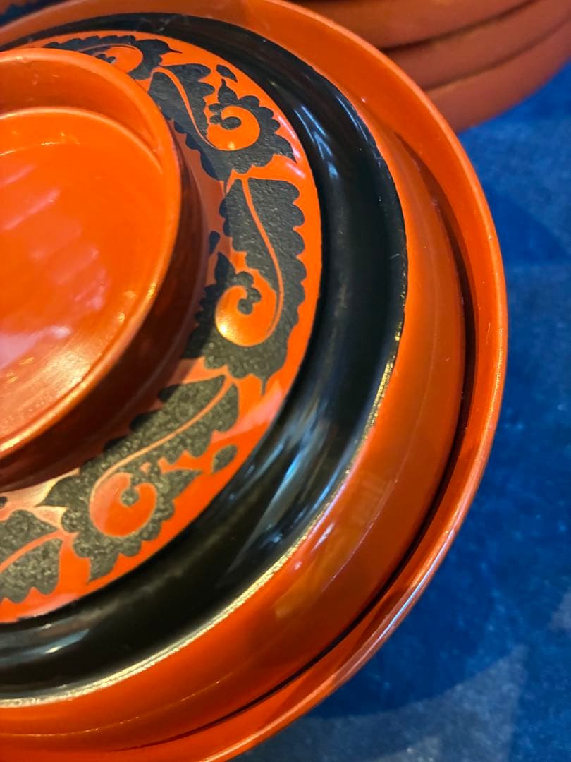 漆器　朱塗　吸物椀　煮物椀　10客　傷無し　木製　大ぶり