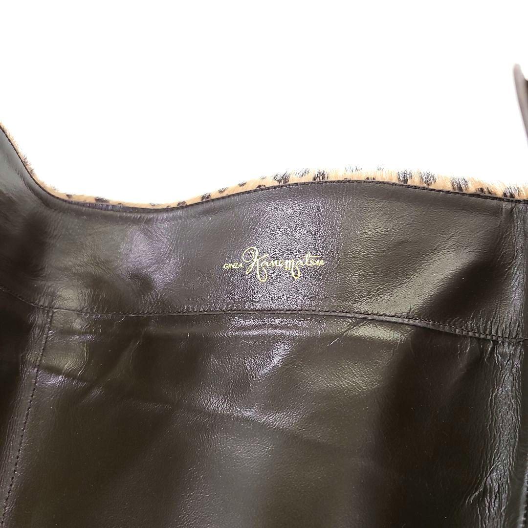 銀座カネマツ アニマルパターンロングブーツ 24.0　ハラコ　クロコダイル