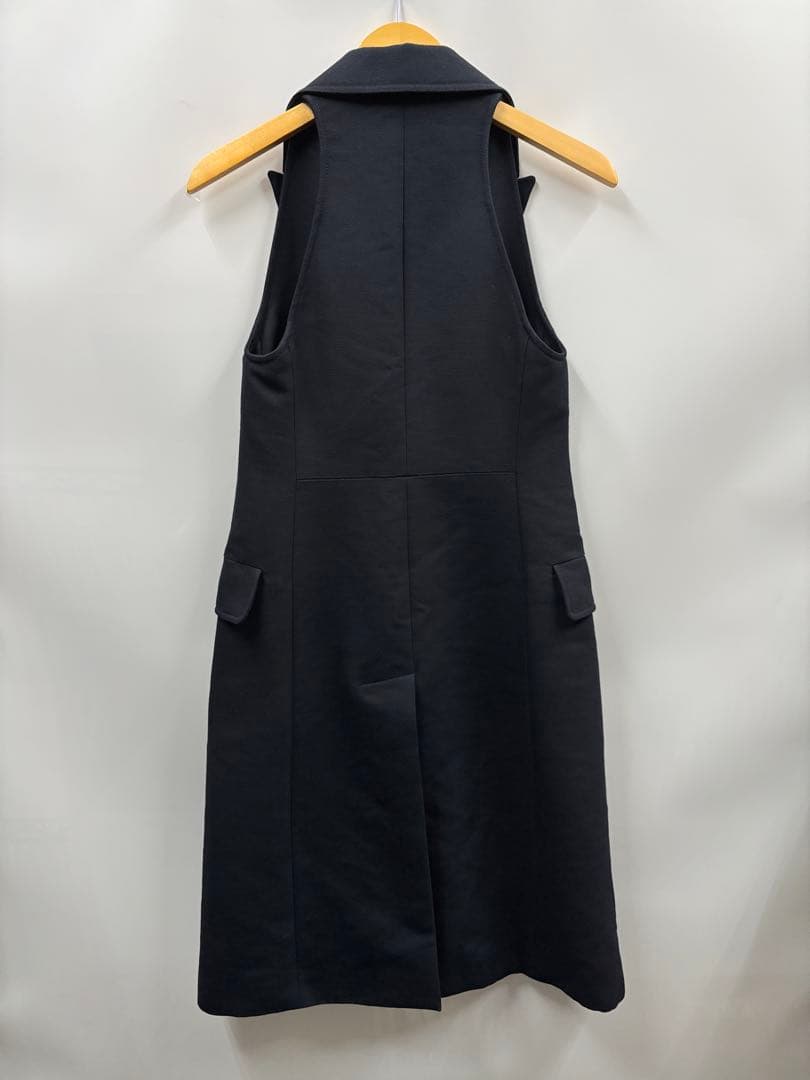 【N30】真贋済　HERMES エルメス　ジレ　ロングベスト　ネイビー　ウール