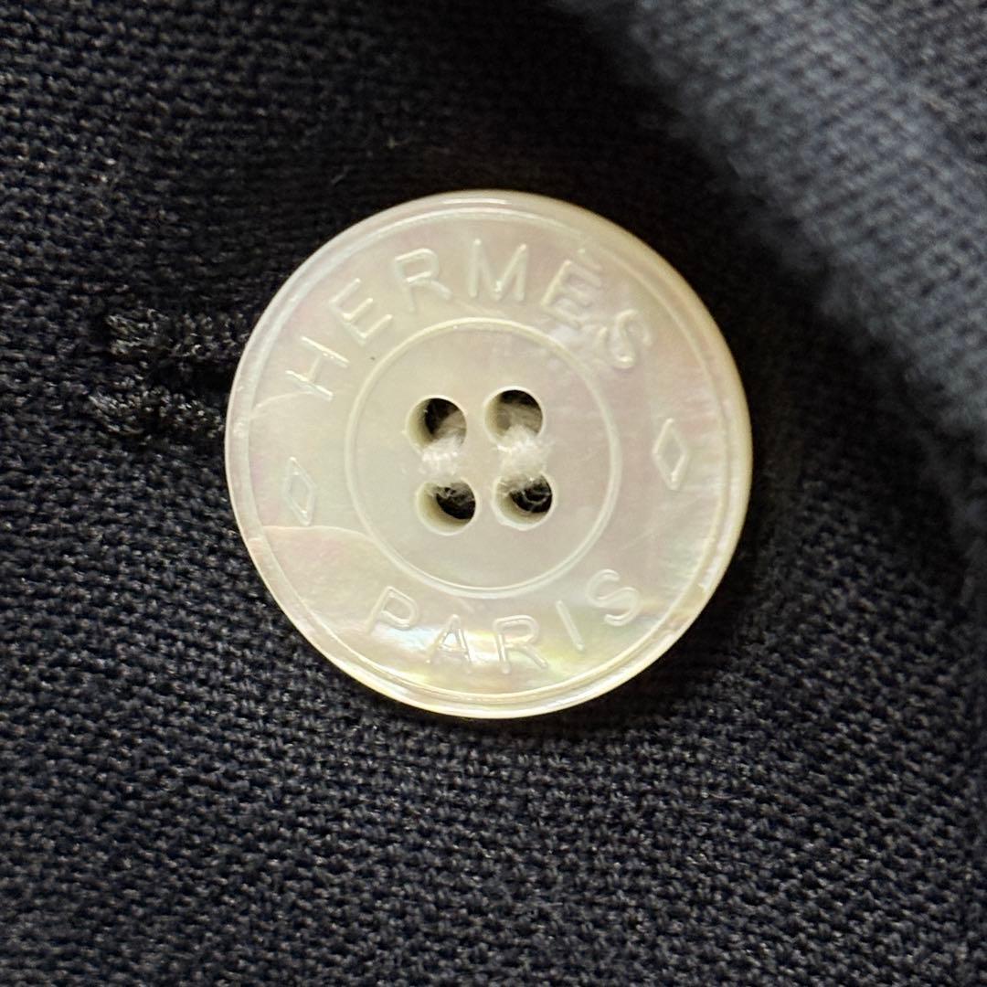 【N30】真贋済　HERMES エルメス　ジレ　ロングベスト　ネイビー　ウール