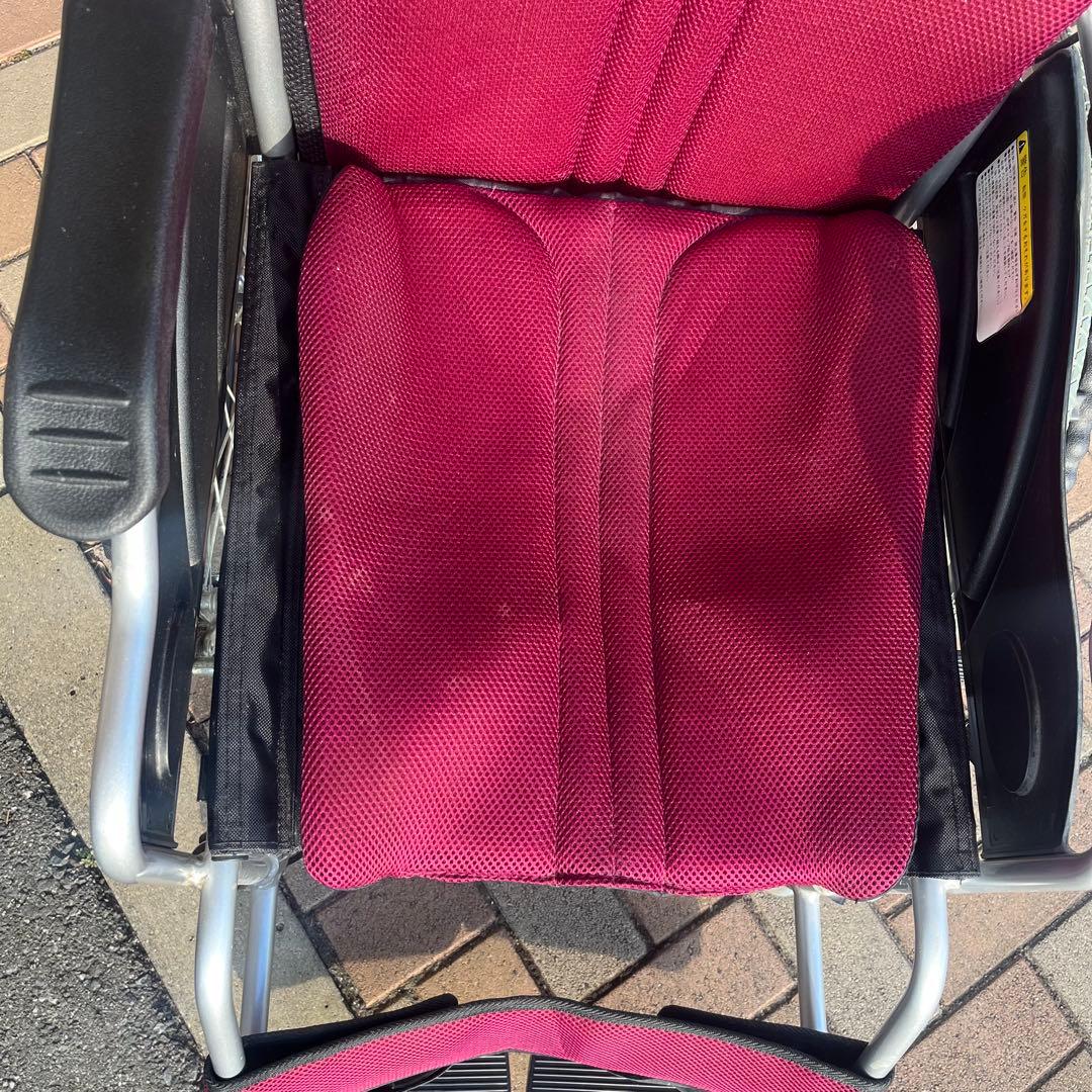 美品 Care-Tec 車椅子 CA-10SU レッド 折りたたみ 自走式