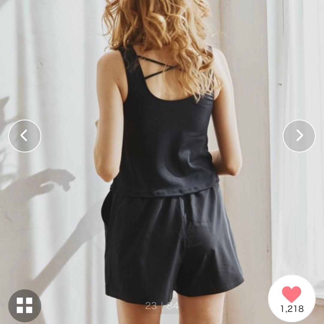 ポケット付きハーフジップラッシュパーカー＋リブタンキニ水着+レギンス5点セット