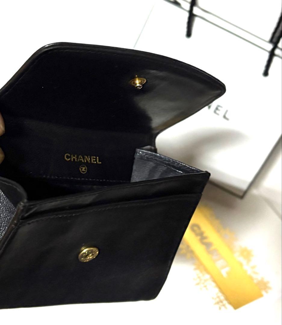 CHANELシャネル☆ブラックレザー ケース☆メッセージカード&ショッパー