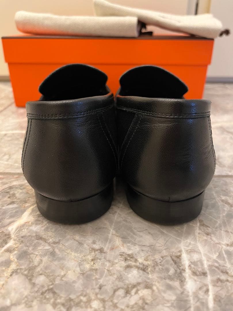 HERMES エルメス　モカシン ロワイヤル　36.5 ブラック✖️ピンク