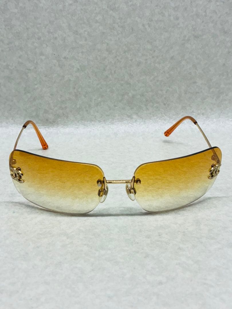 希少美品CHANEL シャネル ココマーク リムレス サングラス ラインストーン