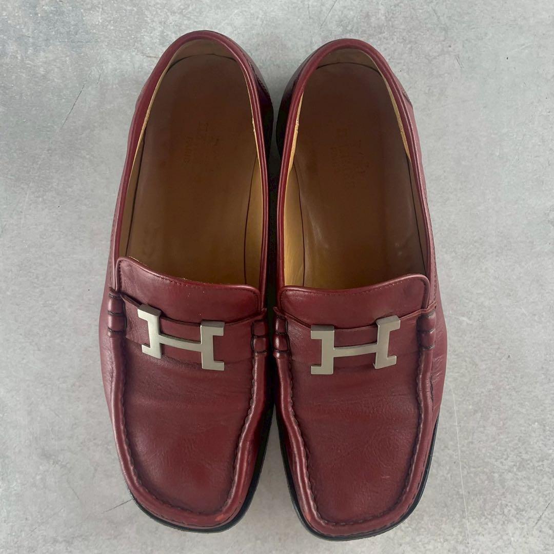 エルメス　ローファー　レザー　コンスタンス　ロゴ　ベルト　レディース