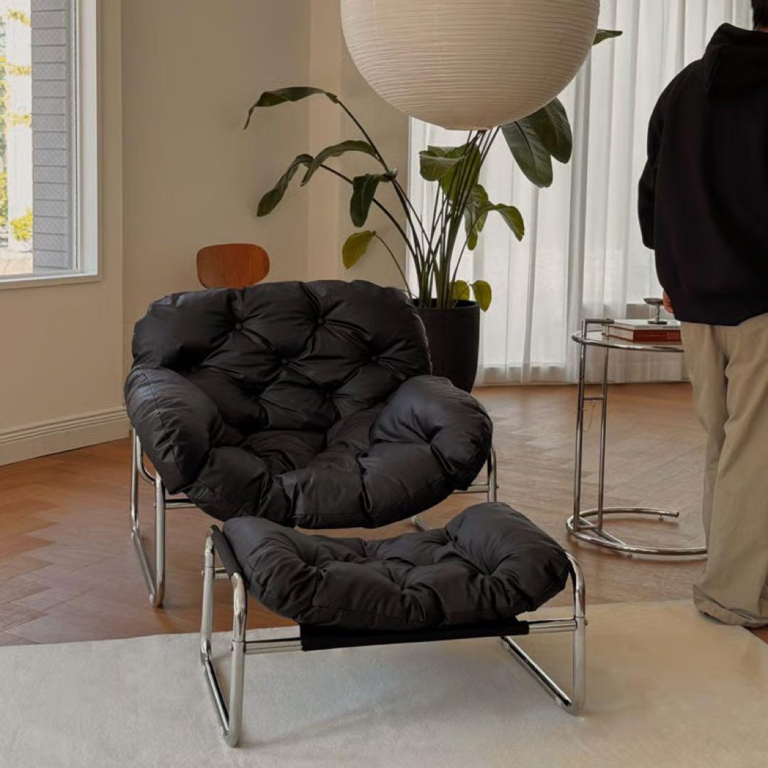 【値下げ】ART OF BLACK 1人掛けソファ ブラック　オットマン付き