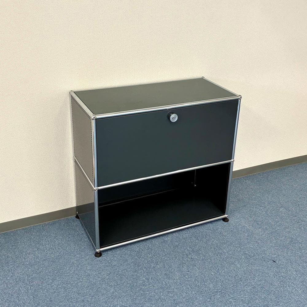 中古 USMハラー｜キャビネット サイドボード 1列2段 アントラサイト