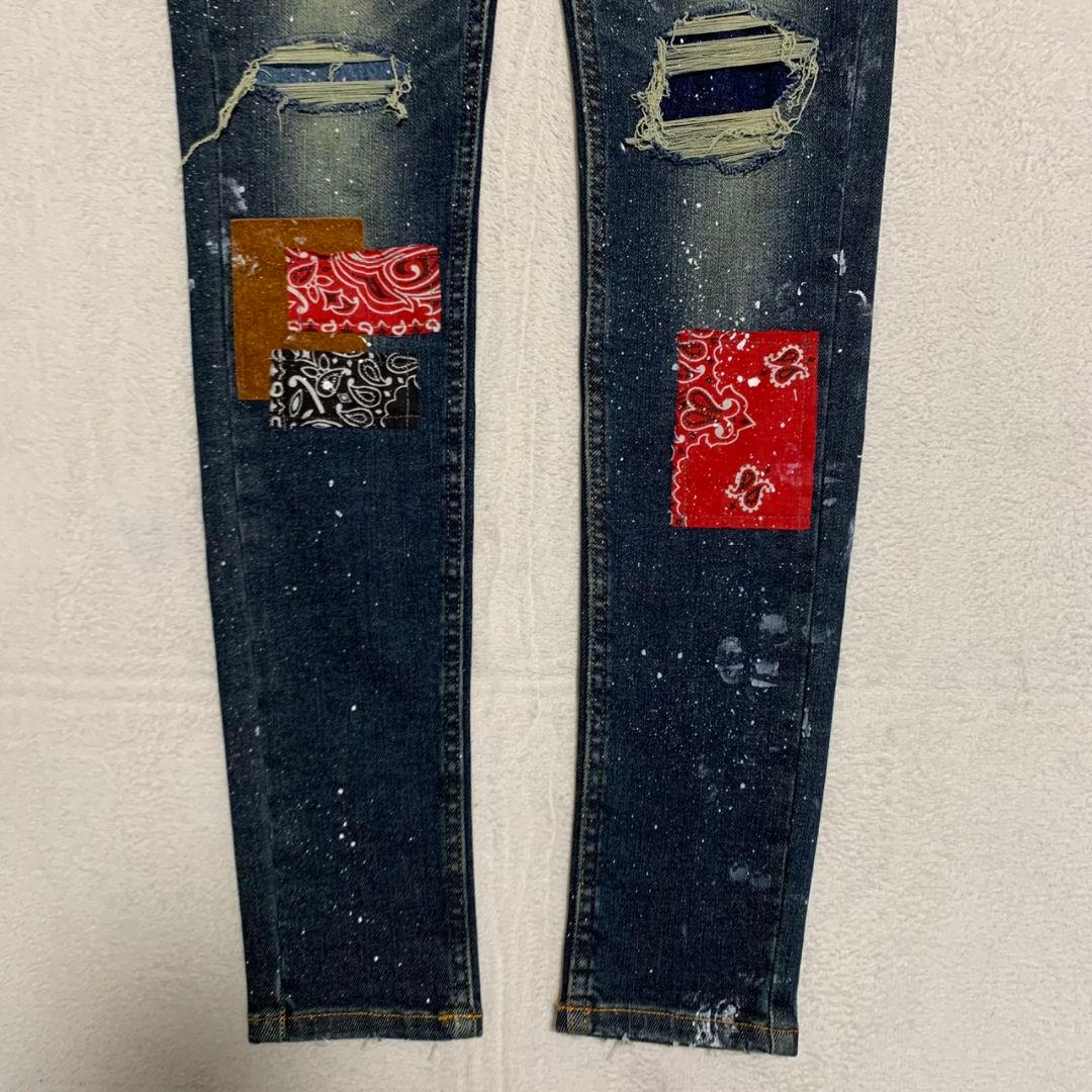 《レア》NO ID.×OVERDESIGN ストレッチ パッチワークスキニー