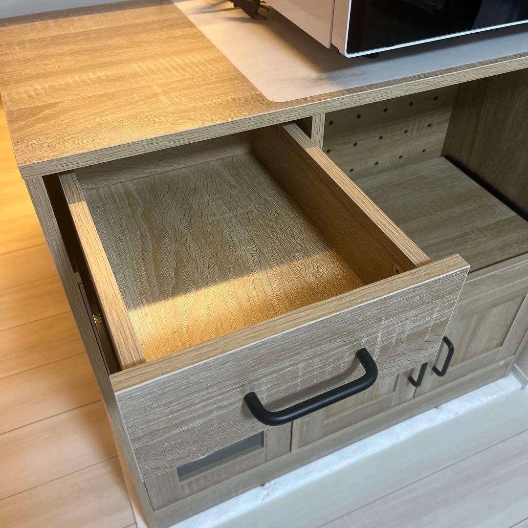 食器棚 収納棚 レンジ台 キッチン収納 ２口コンセント　組み立済 状態綺麗！