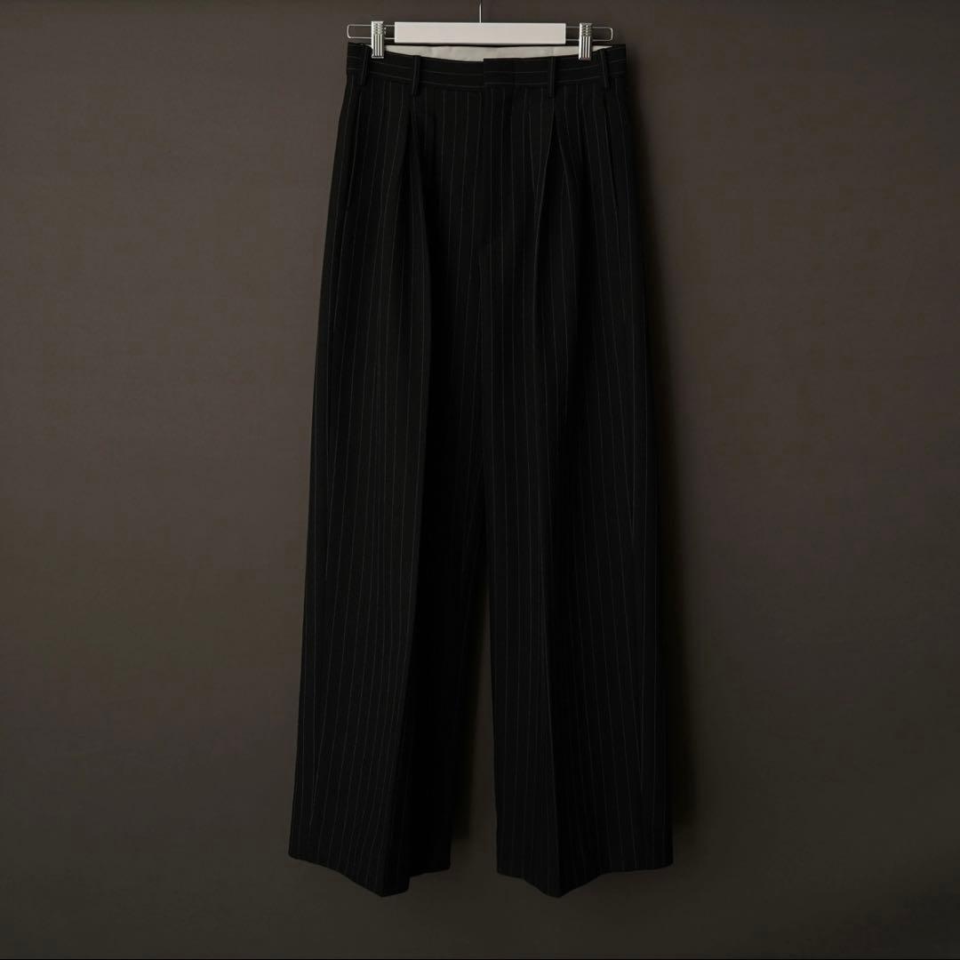 SHIKITARI WIDE STRIPE SLACKS スラックス ブラック