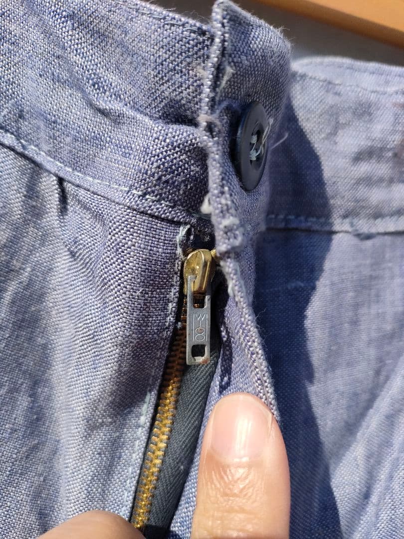 50〜60's フランス軍 ラミー リネンセーラーパンツ デッド W32