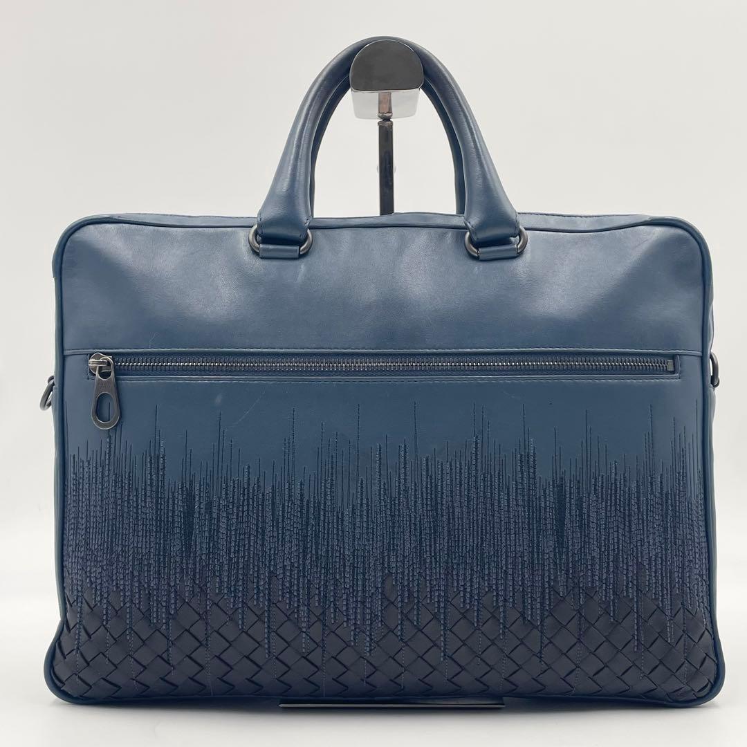 【美品】ボッテガ ビジネスバッグ 2way 希少イントレチャート×刺繍モデル