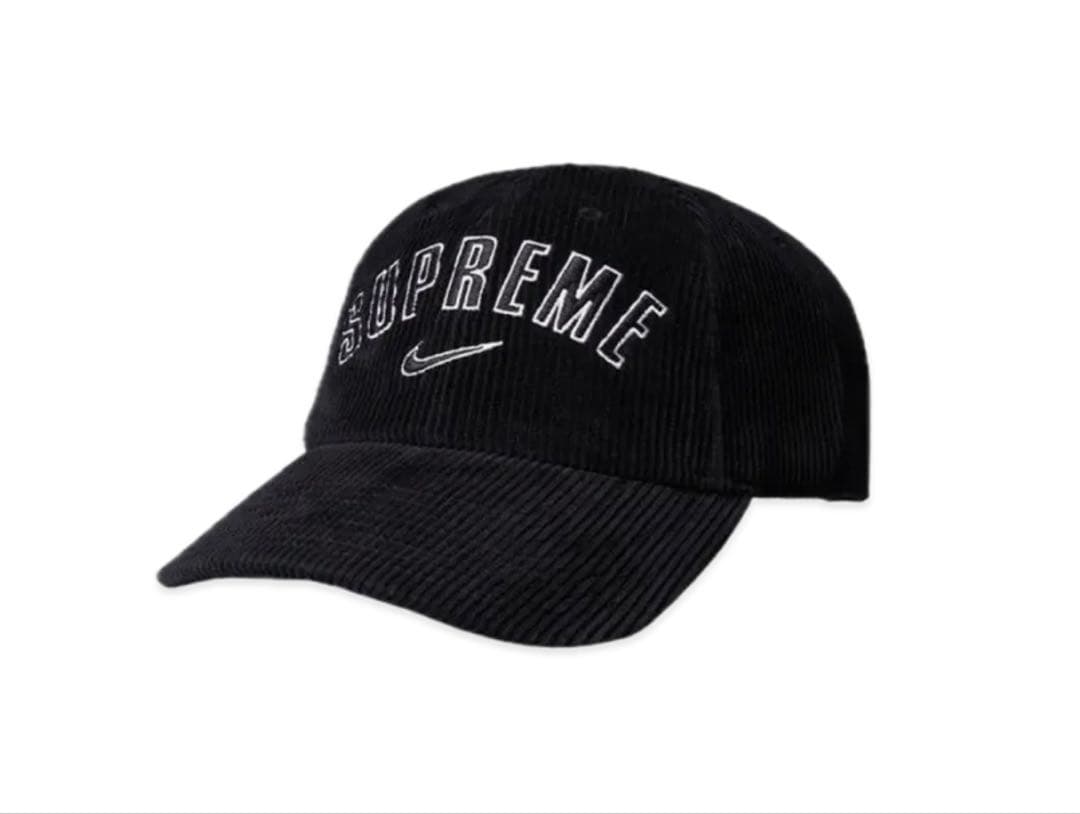 Supreme/Nikeブラック　コーデュロイキャップ(サイズFREE)