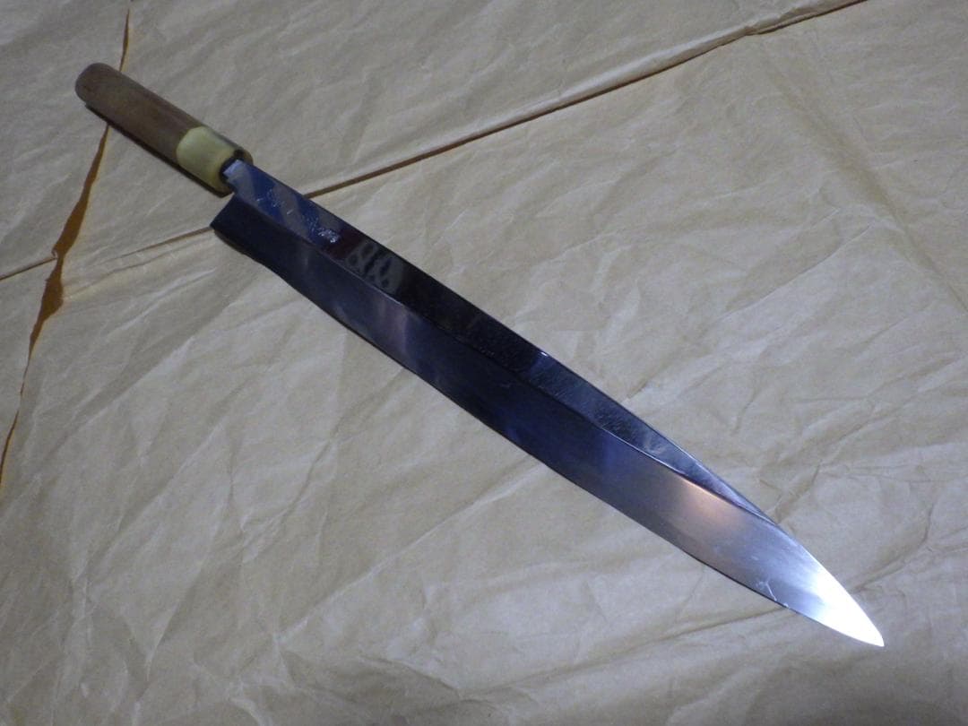 て*虫様 京都/有次★特製/柳刃刺身包丁刃渡尺0寸/白鋼★水牛柄・手研ぎ済み