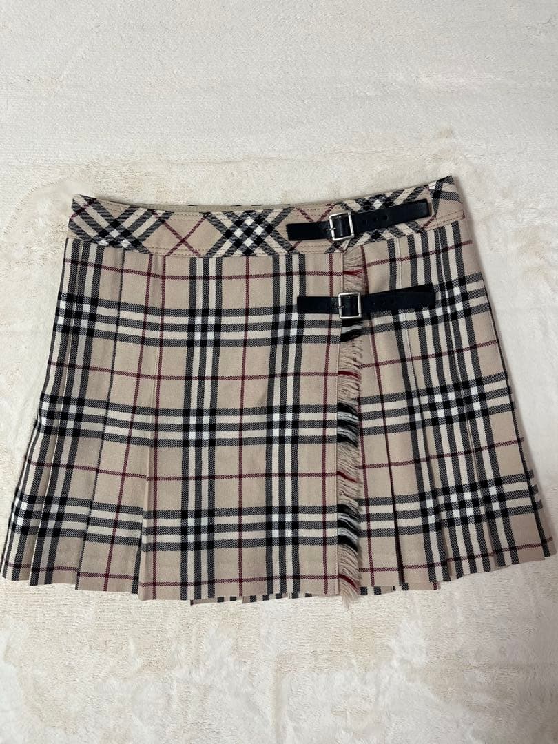 バーバリーブルーレーベル　ノバチェック　ミニスカート　ベルト　プリーツ