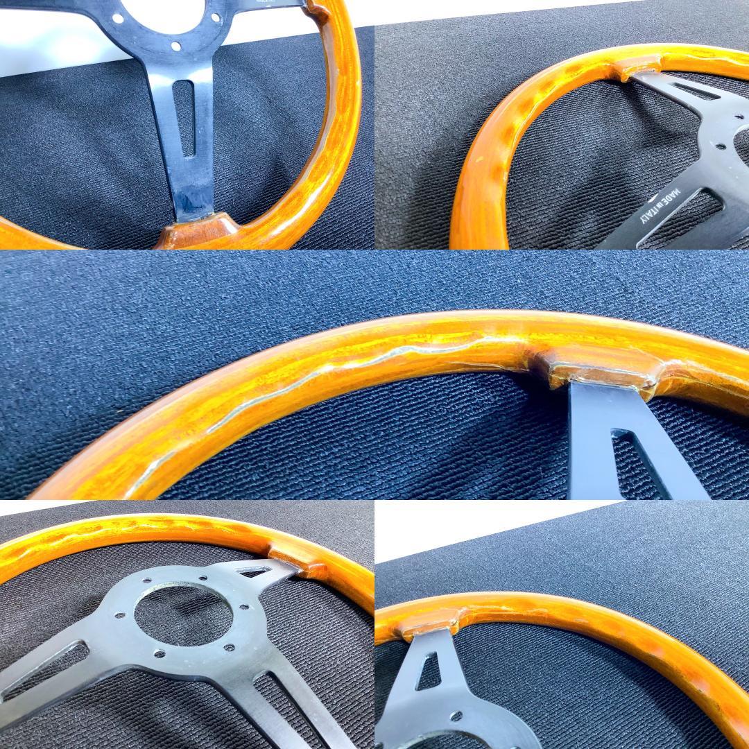 希少 ABARTH アバルト ウッドステアリング ブラックスポーク 当時物35φ