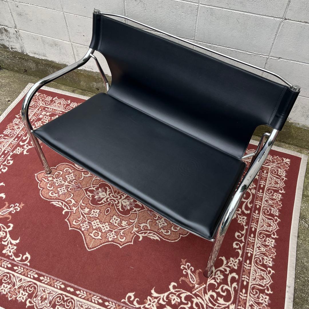 モダンデザイン◾️本革イタリアンレザー座面 2シーター ソファ チェア 2人掛け