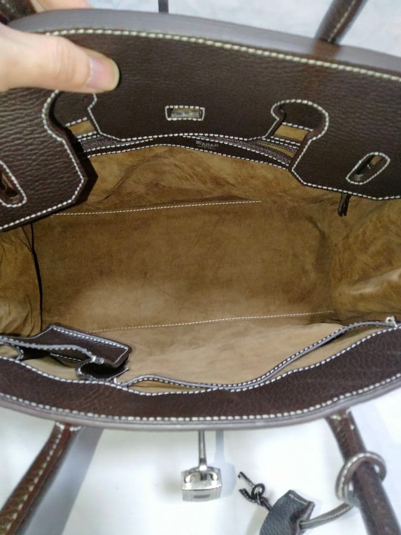 超美品 ハラリ HALLALI ハンドバッグ レザーシボ革 フランス老舗ブランド