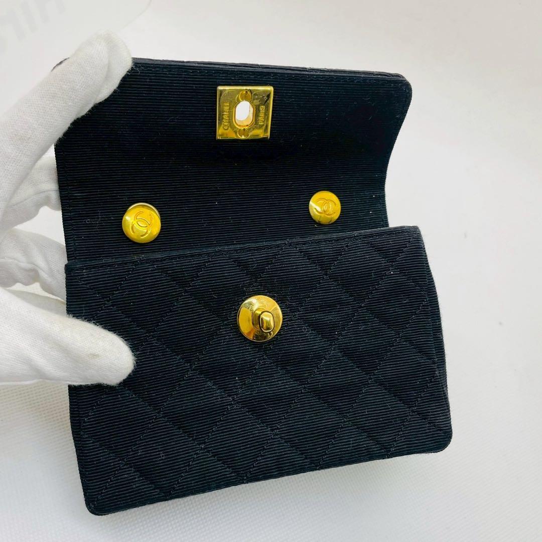 CHANEL　シャネル ミニマトラッセチェーンショルダー コットン ブラック