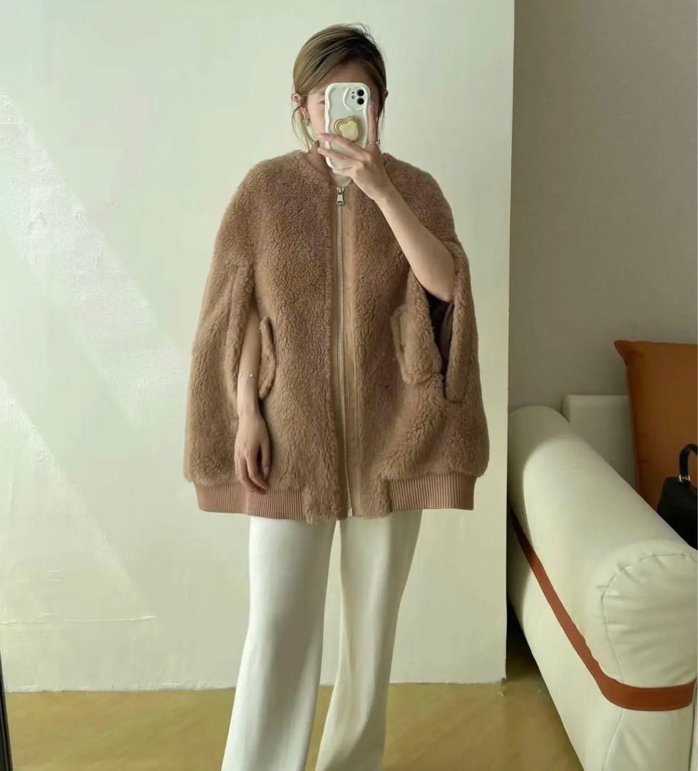 新品未使用 ベアポンチョブルゾン テディケープ ライトブラウン