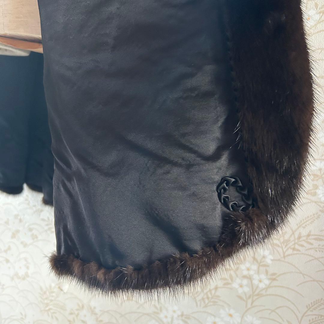 高級 SAFURON OSFUR ダークブラウン ミンクファーロングコート