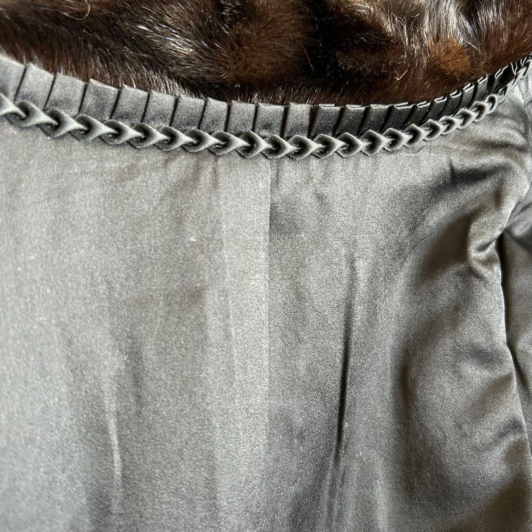 高級 SAFURON OSFUR ダークブラウン ミンクファーロングコート