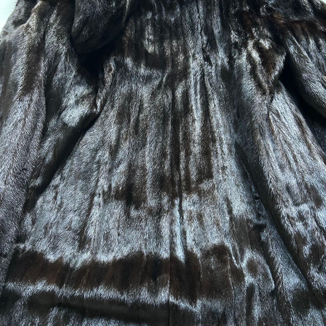 高級 SAFURON OSFUR ダークブラウン ミンクファーロングコート