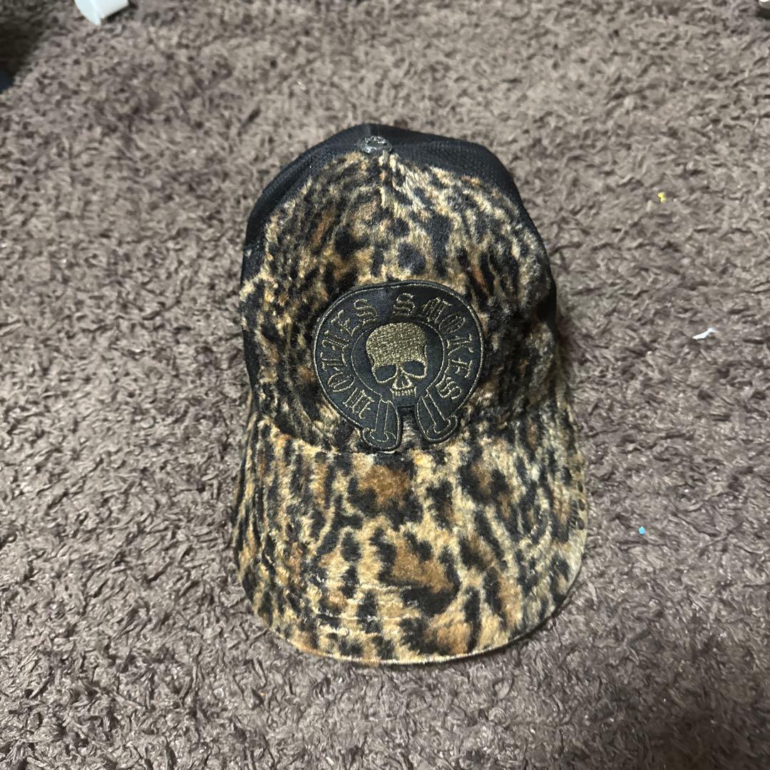 ヒョウ柄スカルパッチキャップ