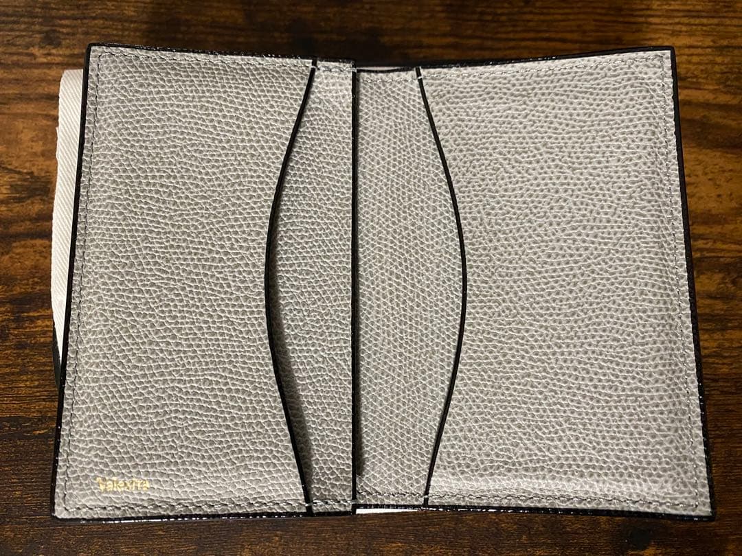 Valextra グレー 二つ折り名刺ケース 箱/保存袋付き