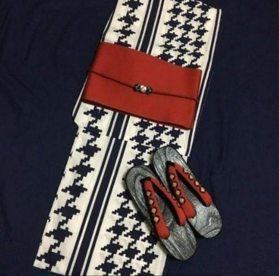 27日締め切り画像の帯+お任せ帯締め+落ち着いたお任せ下駄◆伝統ちどり格子浴衣