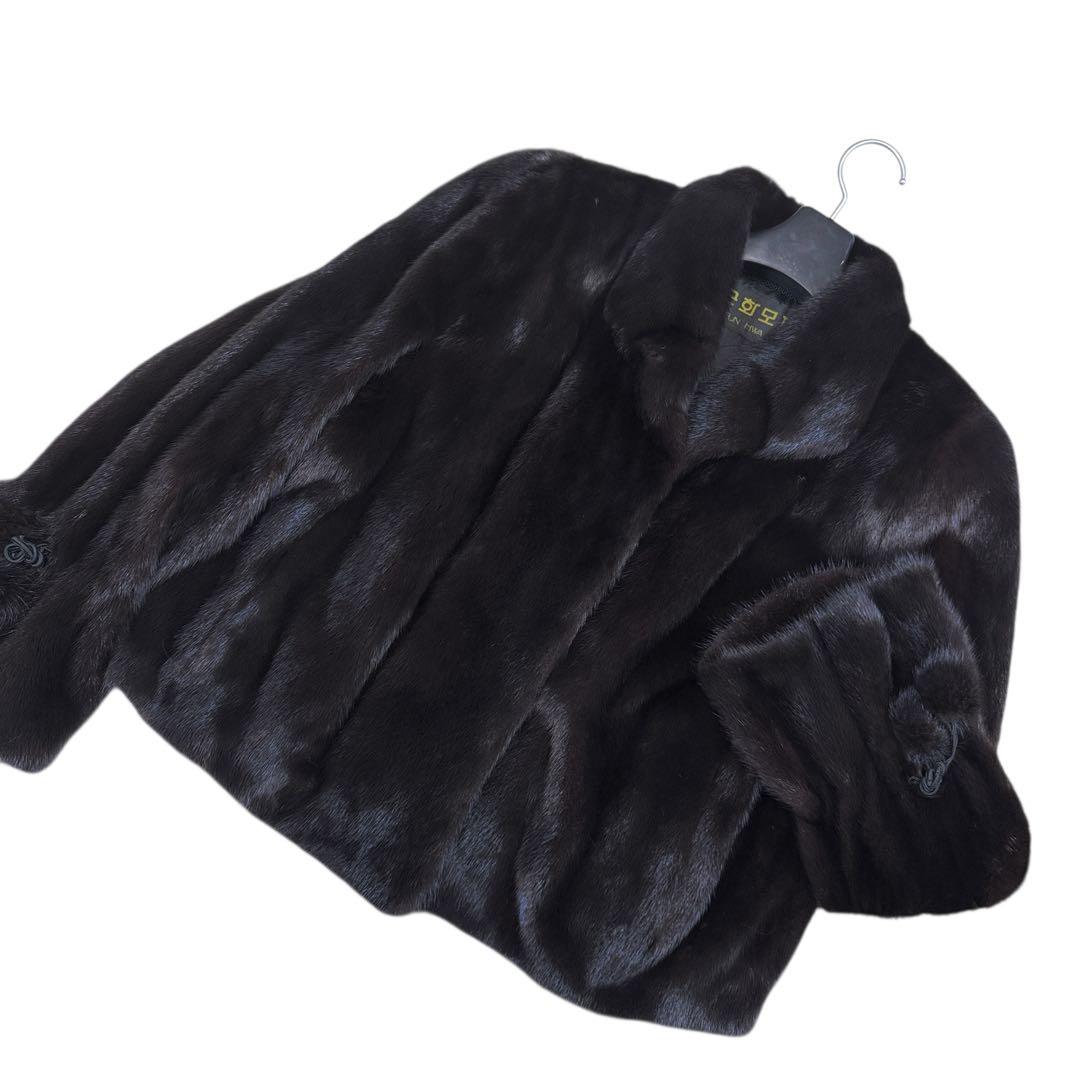 上質 サガミンクロイヤル クロップドショートコート レディース リアルファー