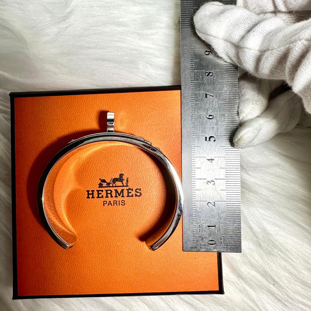 美品 エルメス ケリー ブレスレット バングル シルバー ブラウン 希少