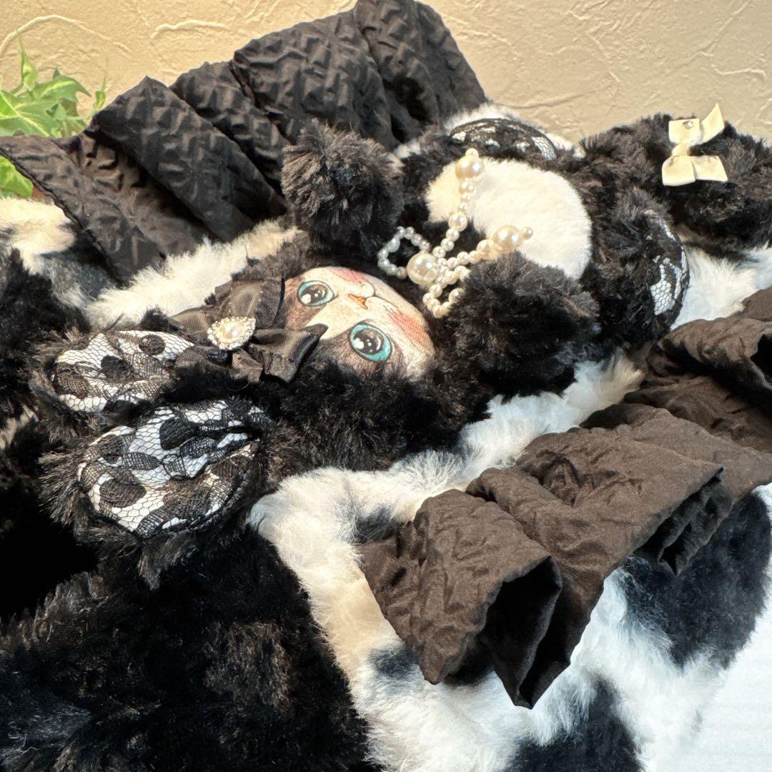 あ*き様 コヤンイサムチョン♡ミルクちゃんのモノトーンカラー！ファーフリルトート