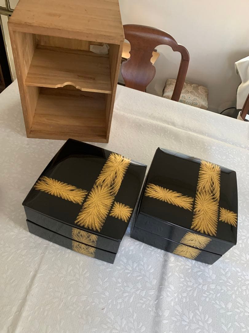 美品　輪島塗　二段重　2個組　沈金 重箱