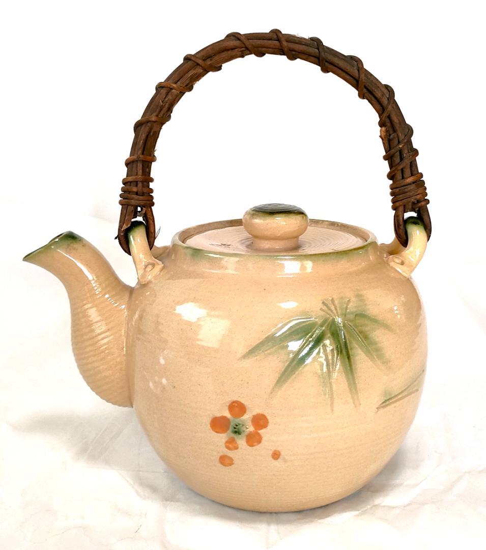 陶器 急須 梅・笹・松葉 レトロ Ae-304