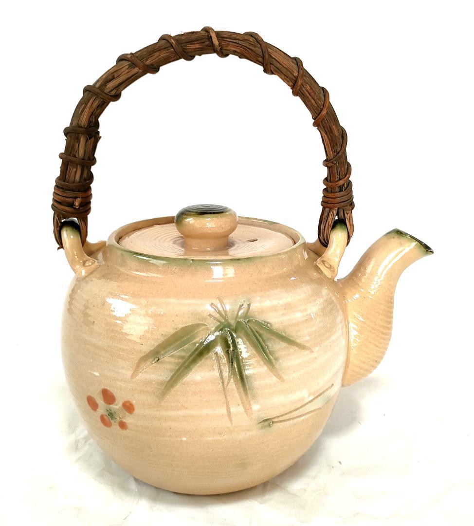 陶器 急須 梅・笹・松葉 レトロ Ae-304