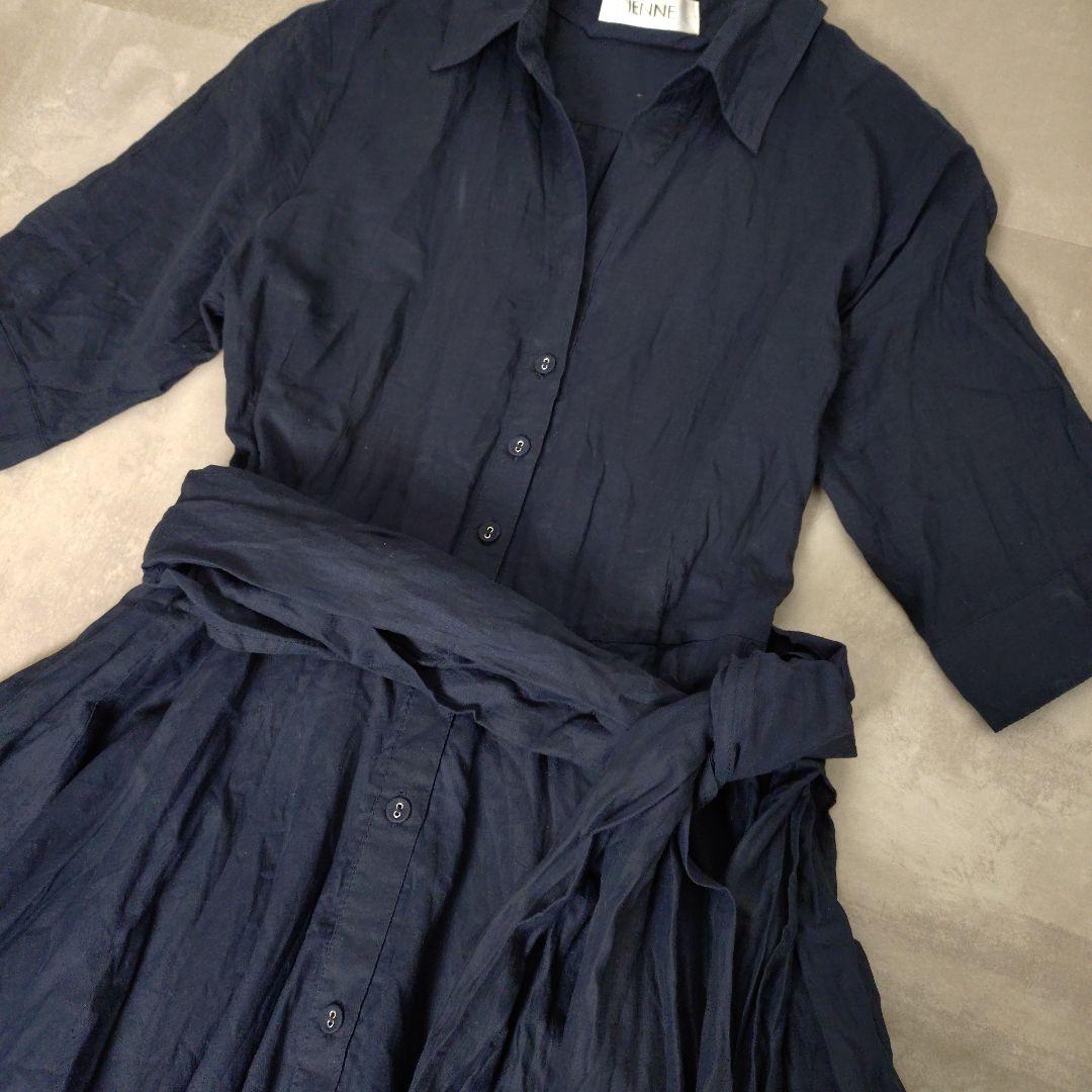 JENNE ジェンヌ　オードリールックエアリーワンピース フレア M ネイビー