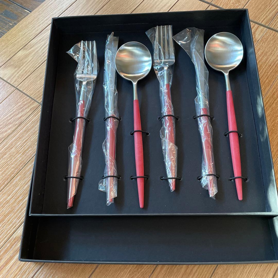 クチポール　cutipol GOA 赤マット　ディナーカトラリー6点セット