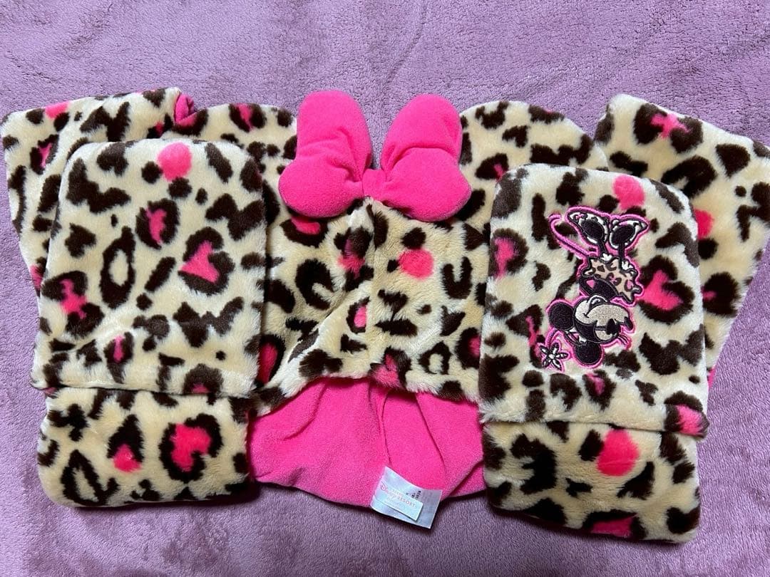 ミニー ヒョウ柄 マフラーファンキャップ