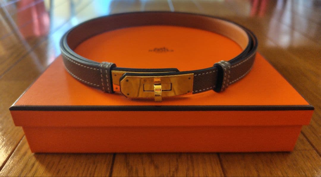 エルメス　HERMES　ケリーベルト　エトゥープ　G金具　エプソン