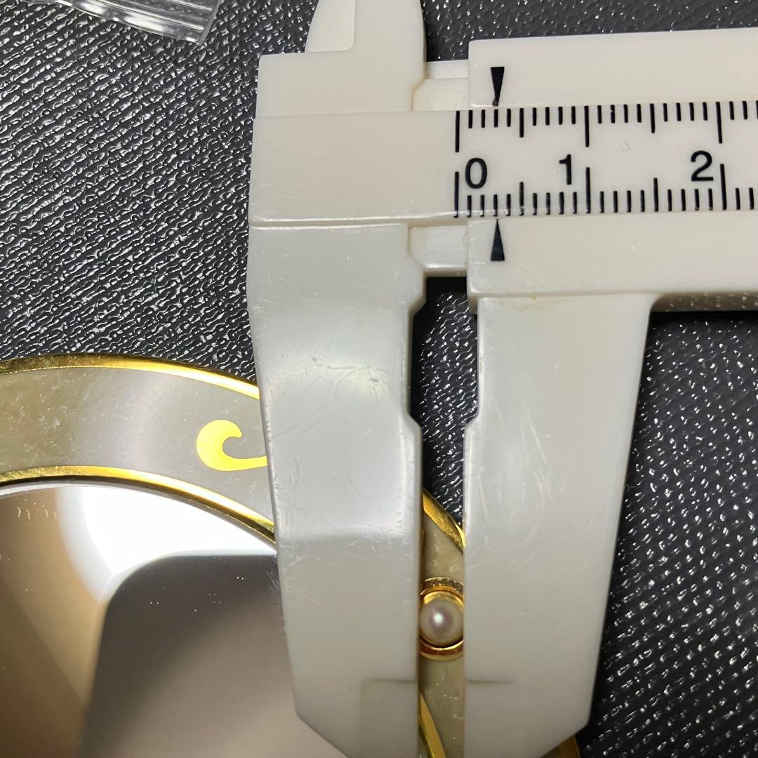 ミキモト MIKIMOTO 真珠付き 鏡 ミラー ベージュ