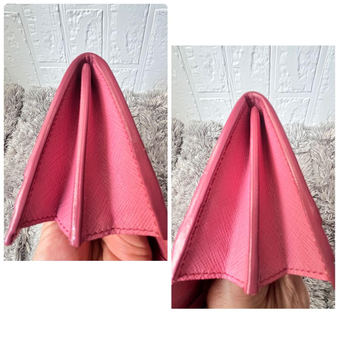 美品✨PRADA シャイン　カードケース付　長財布　サフィアーノ　ピンク