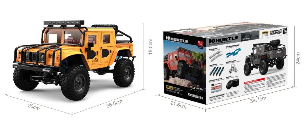 ラジコンカー 36CM オフロード ジープ ラジコン 車 4WD LED車灯 黒