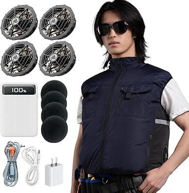 [Hon&Guan] ファン付きベスト 空調ベスト 4ファン　XL