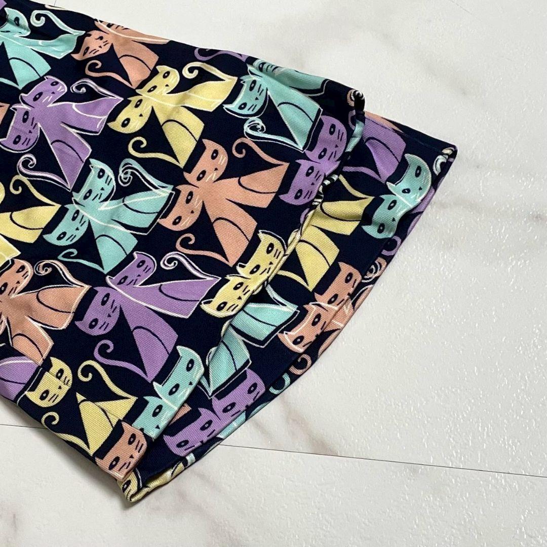 美品 猫 総柄●miu miu フレアパンツ ストレッチ 伸縮 マルチカラー S